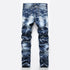 Motorcycle Casual Straight Pants Men's Jeans Mid Waisted Jeans